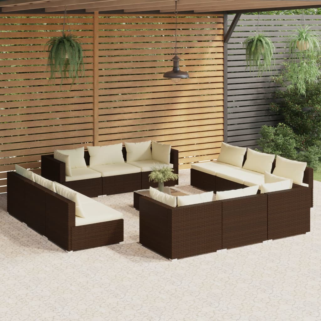 vidaXL 13-tlg. Garten-Lounge-Set mit Kissen Poly Rattan Dunkelgrau