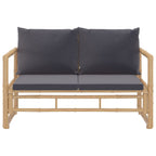 vidaXL 2-tlg. Garten-Lounge-Set mit Dunkelgrauen Kissen Bambus