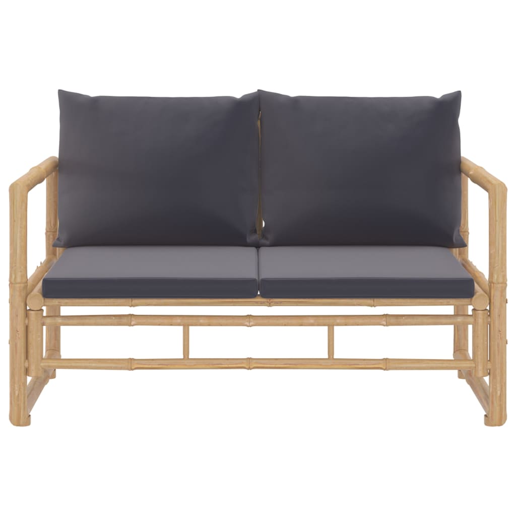 vidaXL 2-tlg. Garten-Lounge-Set mit Dunkelgrauen Kissen Bambus