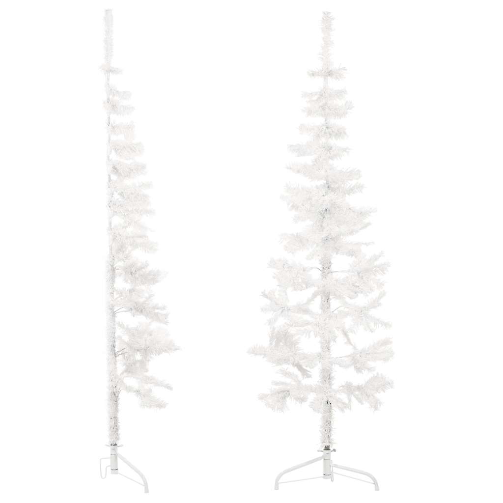 vidaXL Künstlicher Halb-Weihnachtsbaum mit Ständer Schlank Weiß 120 cm