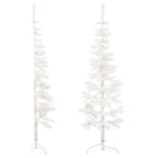 vidaXL Künstlicher Halb-Weihnachtsbaum mit Ständer Schlank Weiß 120 cm