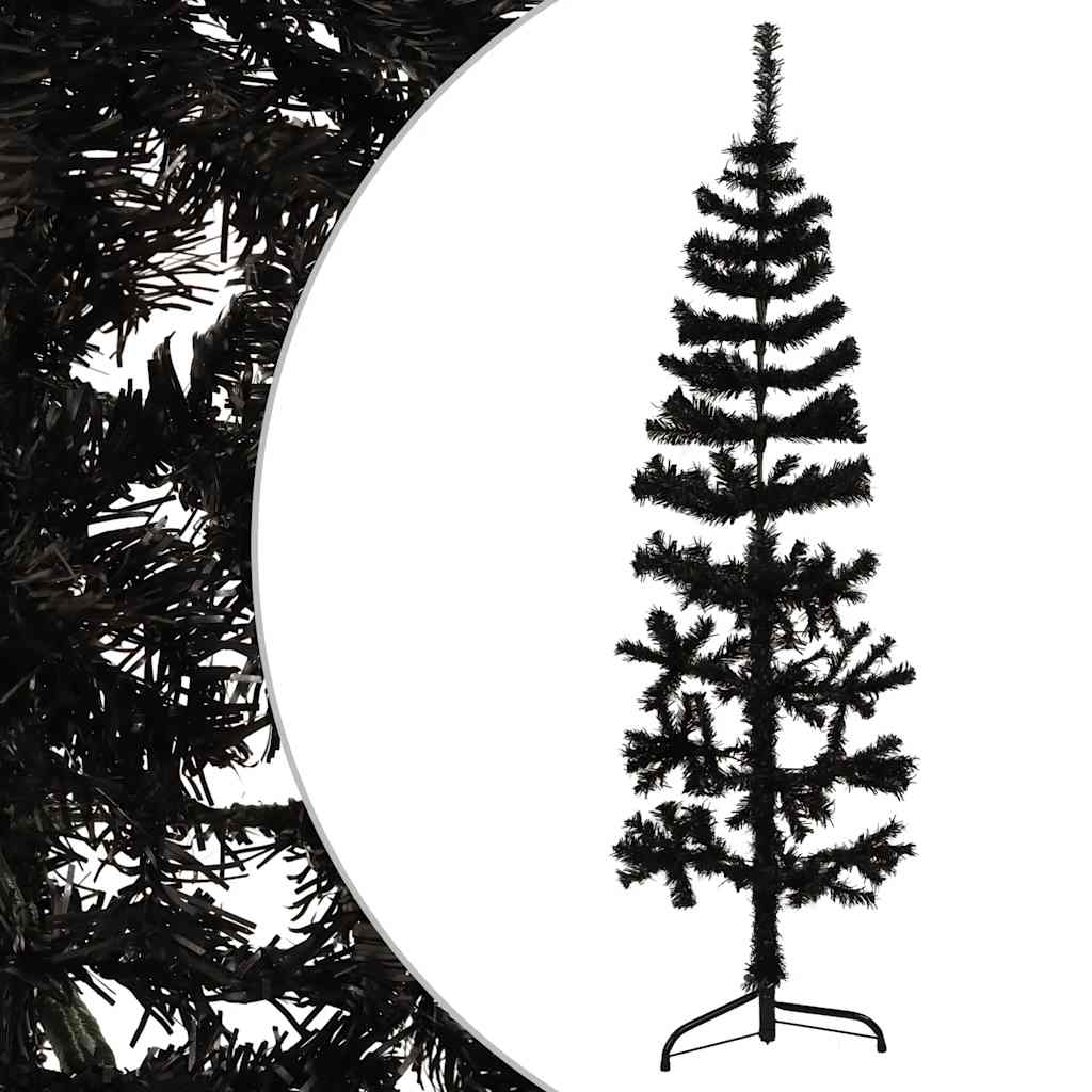 vidaXL Künstlicher Halb-Weihnachtsbaum Ständer Schlank Schwarz 120 cm