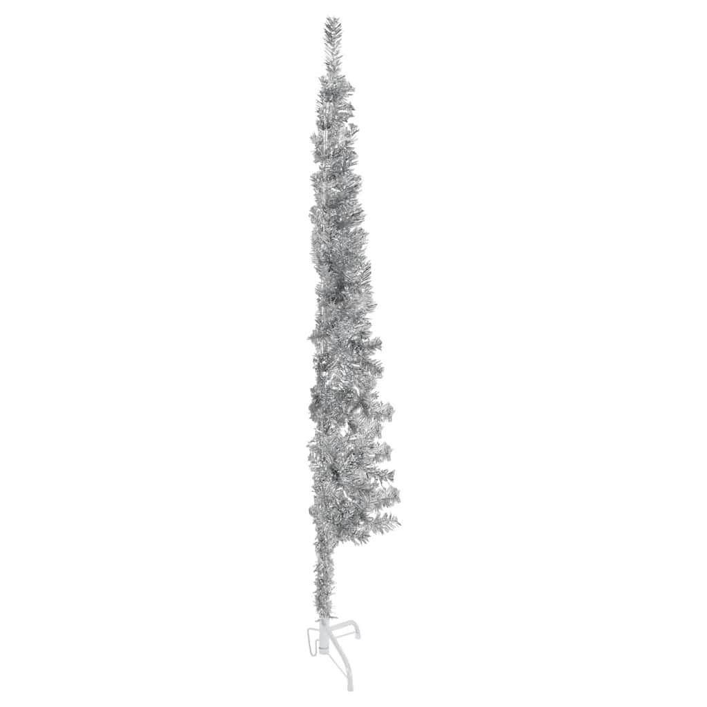 vidaXL Künstlicher Halb-Weihnachtsbaum Ständer Schlank Silbern 120 cm