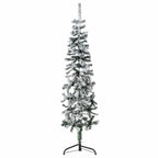 vidaXL Künstlicher Halb-Weihnachtsbaum mit Schnee Schlank 150 cm