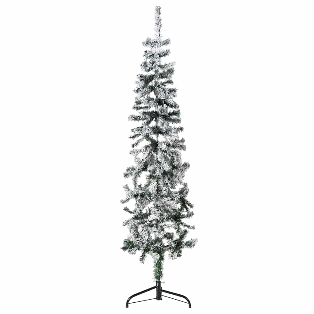 vidaXL Künstlicher Halb-Weihnachtsbaum mit Schnee Schlank 150 cm
