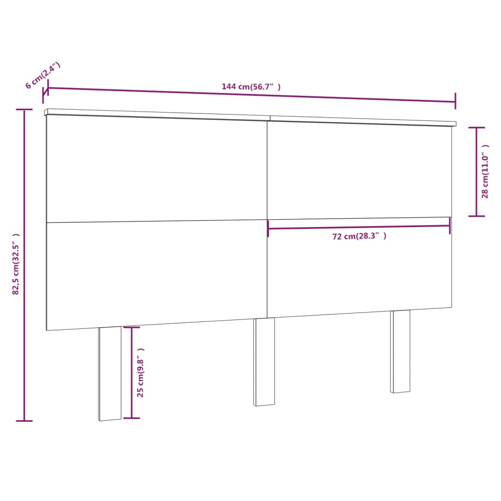 vidaXL Bett-Kopfteil 144x6x82,5 Massivholz Kiefer
