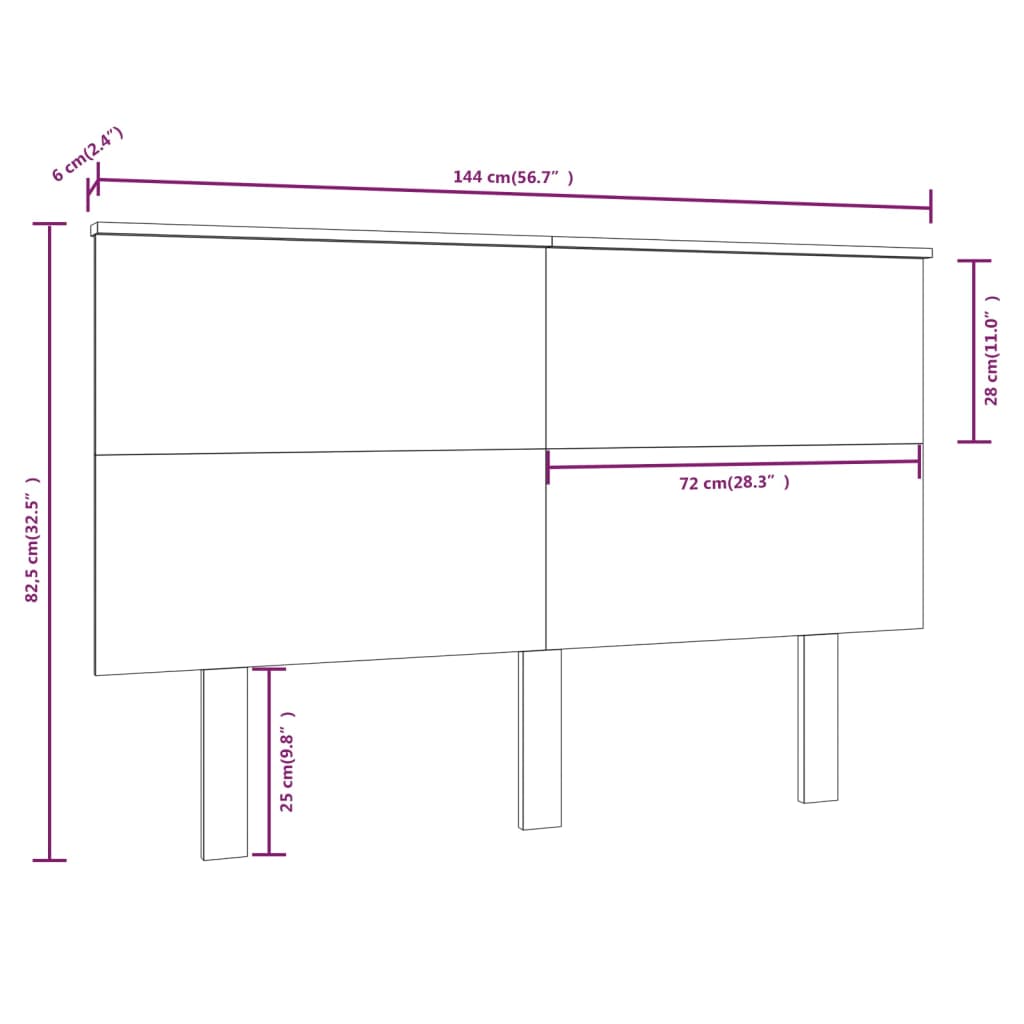 vidaXL Kopfteil Grau 144x6x82,5 Massivholz Kiefer