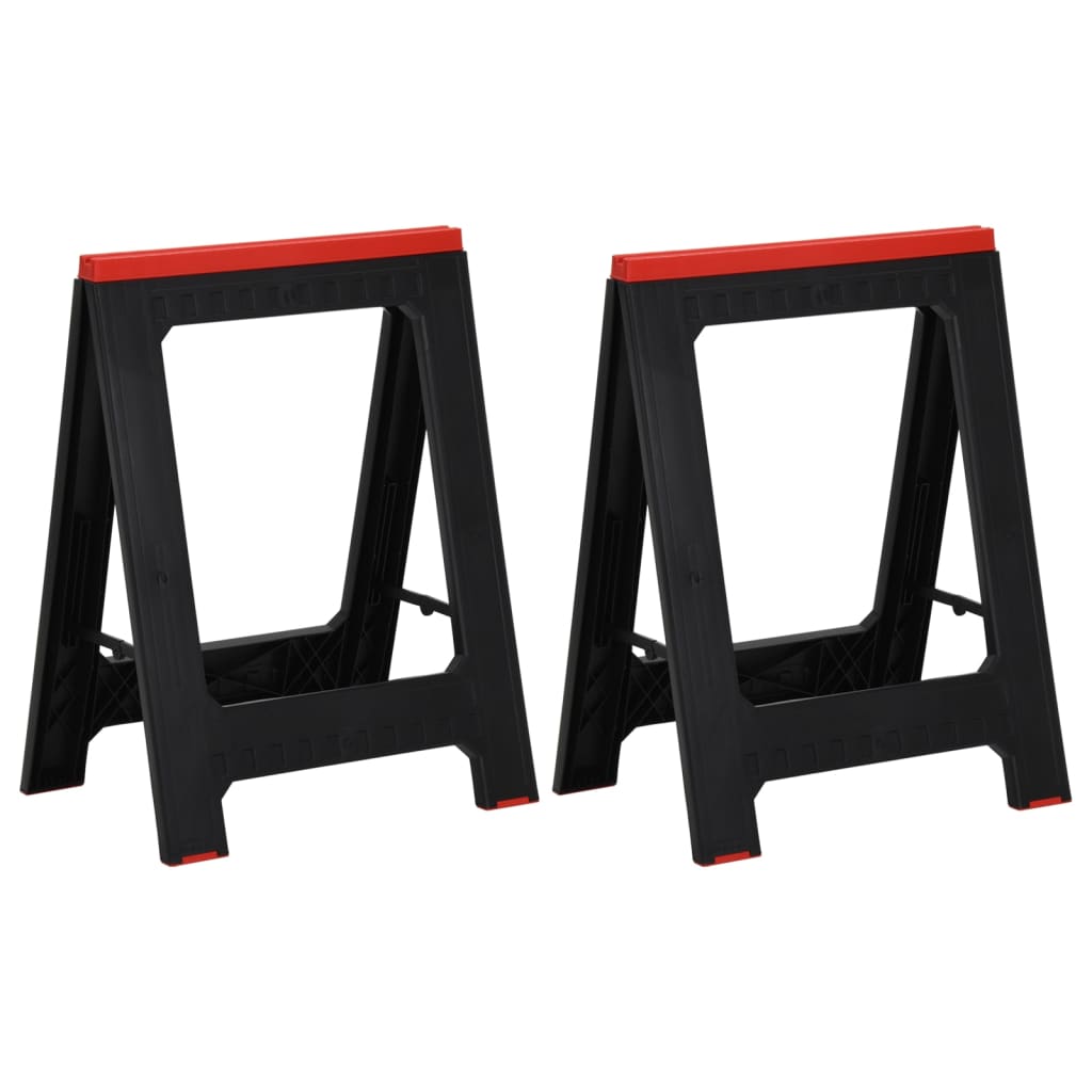 vidaXL Arbeitsböcke 2 Stk. Klappbar Schwarz & Rot Polypropylen 350 kg