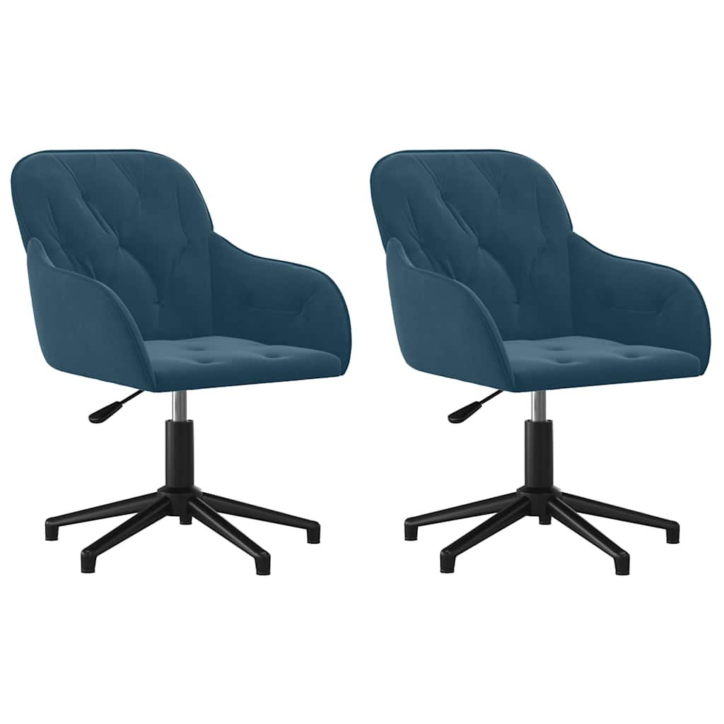 vidaXL Esszimmerstühle 2 Stk. Drehbar Blau Samt