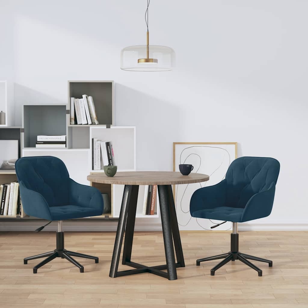vidaXL Esszimmerstühle 2 Stk. Drehbar Blau Samt