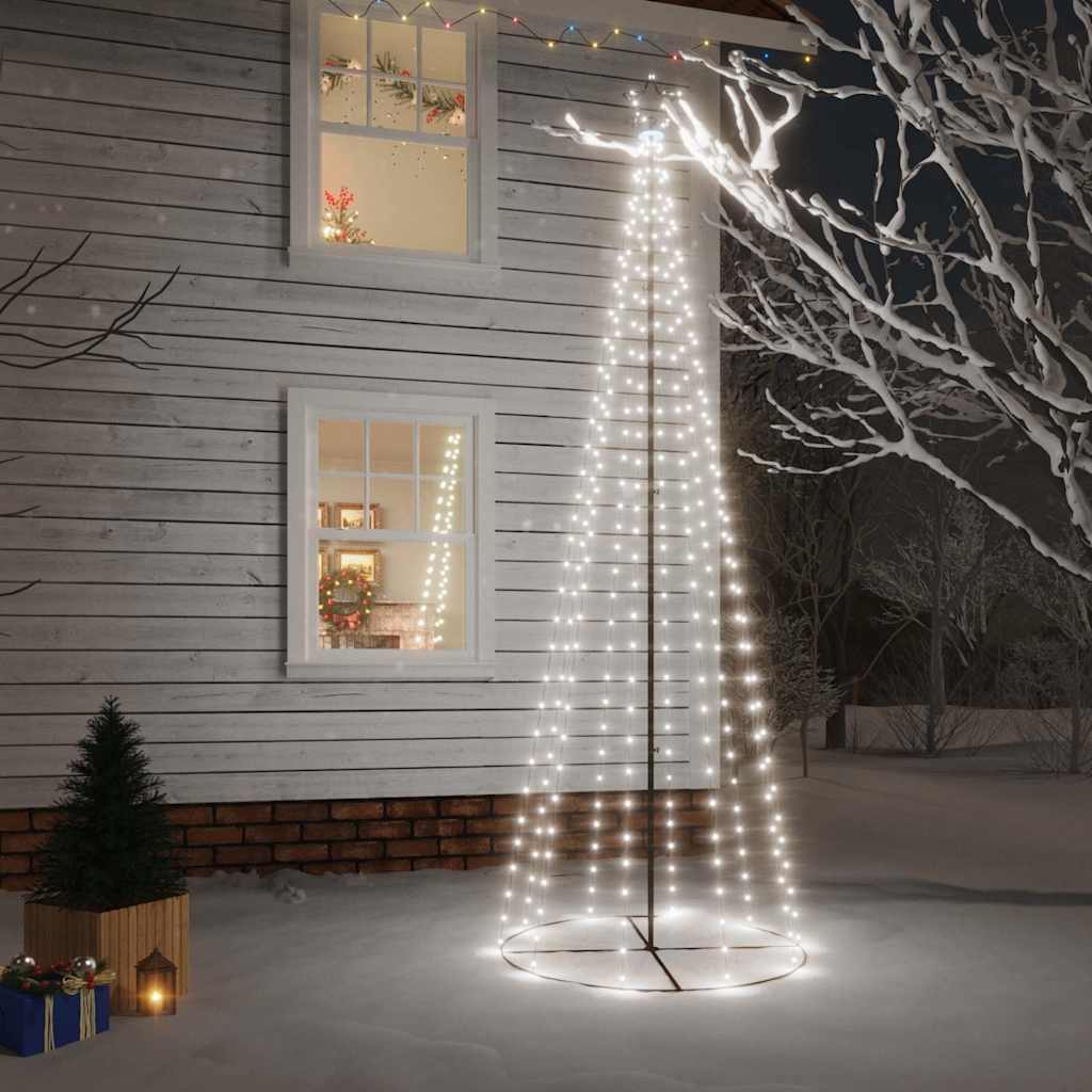 vidaXL LED-Weihnachtsbaum Kegelform Kaltweiß 310 LEDs 100x300 cm