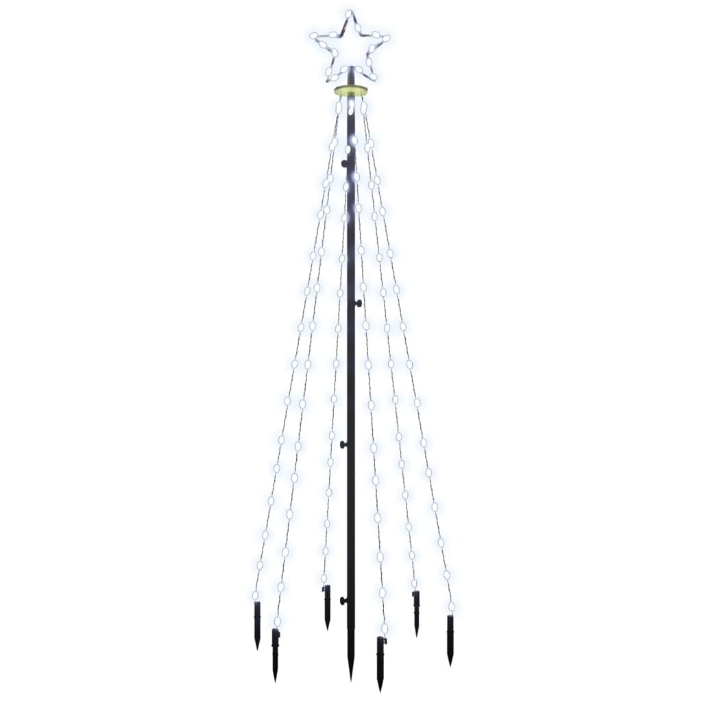 vidaXL LED-Weihnachtsbaum mit Erdnägeln Kaltweiß 108 LEDs 180 cm