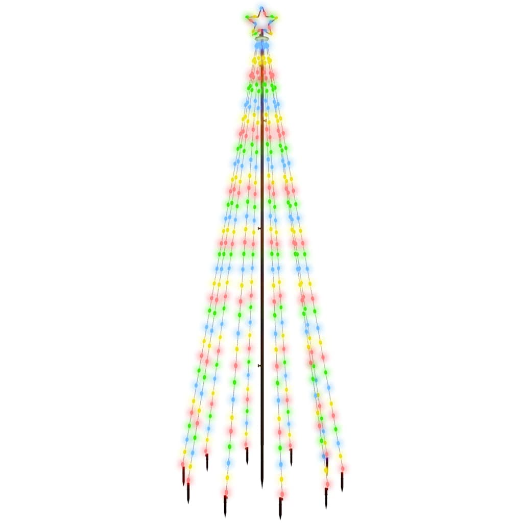 vidaXL LED-Weihnachtsbaum mit Erdnägeln Mehrfarbig 310 LEDs 300 cm