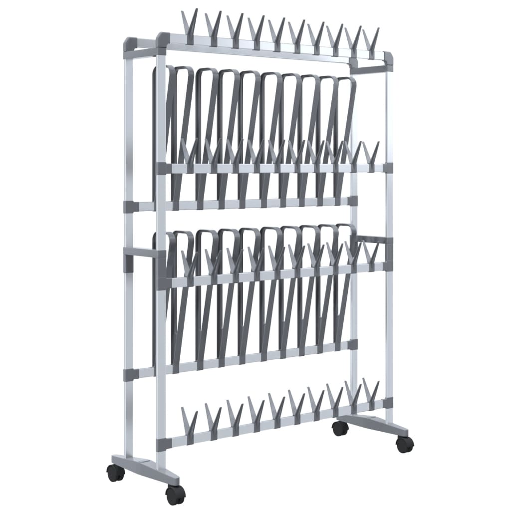 vidaXL Schuhregal mit Rollen Silbern 89x27x120 cm