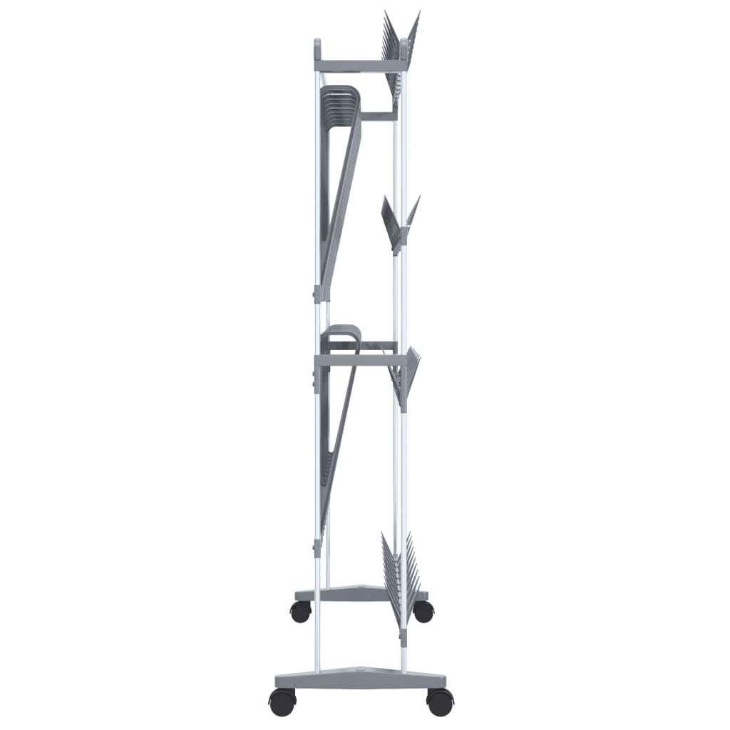 vidaXL Schuhregal mit Rollen Silbern 89x27x120 cm