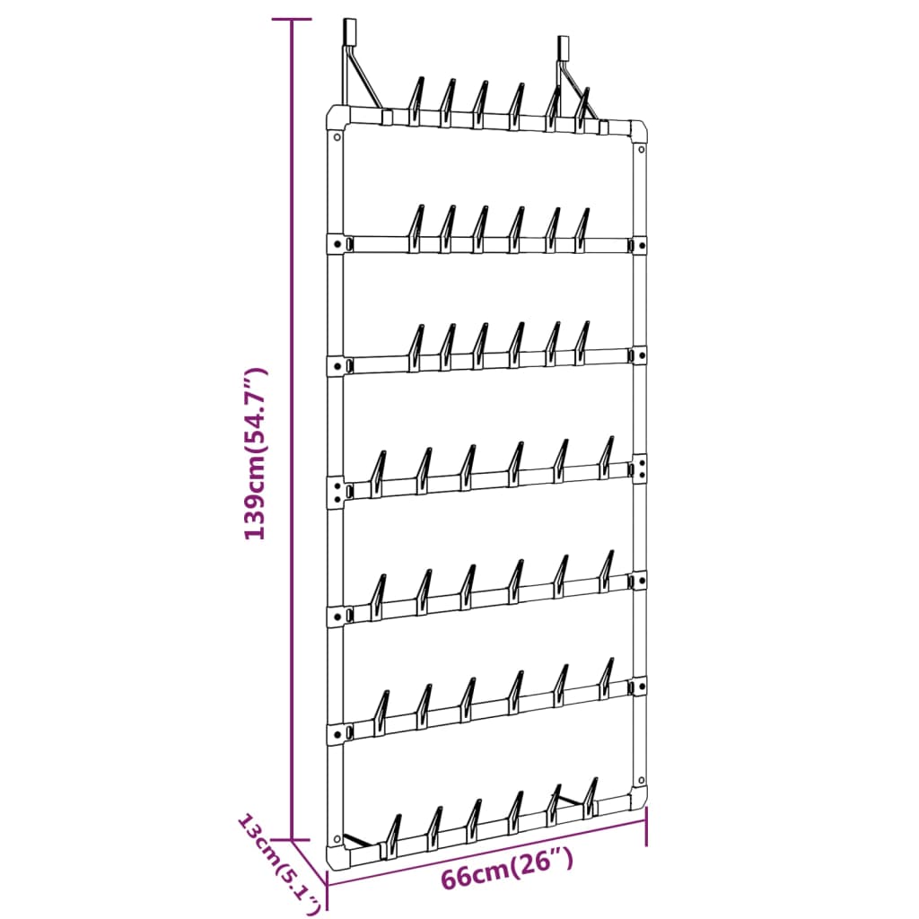 vidaXL Hängender Schuhe-Organizer Silbern 66x13x139 cm