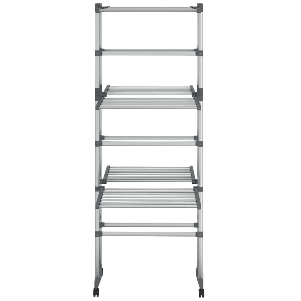 vidaXL Wäscheständer 3 Etagen mit Rollen Silbern 60x70x129 cm