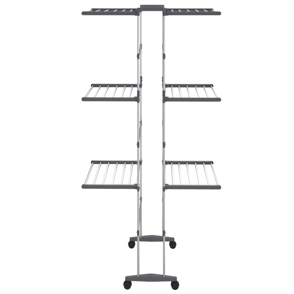 vidaXL Wäscheständer 3 Etagen mit Rollen Silbern 60x70x129 cm