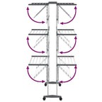 vidaXL Wäscheständer 3 Etagen mit Rollen Silbern 60x70x129 cm