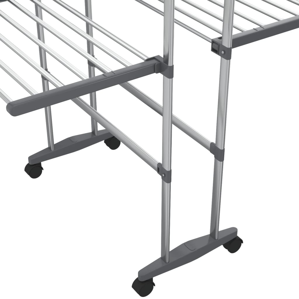 vidaXL Wäscheständer 3 Etagen mit Rollen Silbern 60x70x129 cm