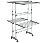 vidaXL Wäscheständer 2 Etagen mit Rollen Silbern 60x70x106 cm