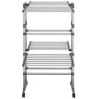 vidaXL Wäscheständer 2 Etagen mit Rollen Silbern 60x70x106 cm