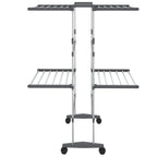 vidaXL Wäscheständer 2 Etagen mit Rollen Silbern 60x70x106 cm