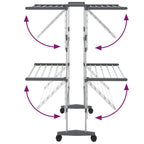 vidaXL Wäscheständer 2 Etagen mit Rollen Silbern 60x70x106 cm