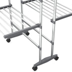 vidaXL Wäscheständer 2 Etagen mit Rollen Silbern 60x70x106 cm