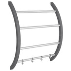 vidaXL Handtuchhalter mit Haken Silbern 56x16x72 cm Aluminium