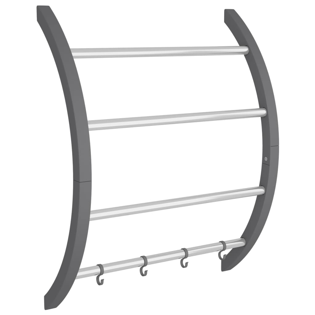 vidaXL Handtuchhalter mit Haken Silbern 56x16x72 cm Aluminium