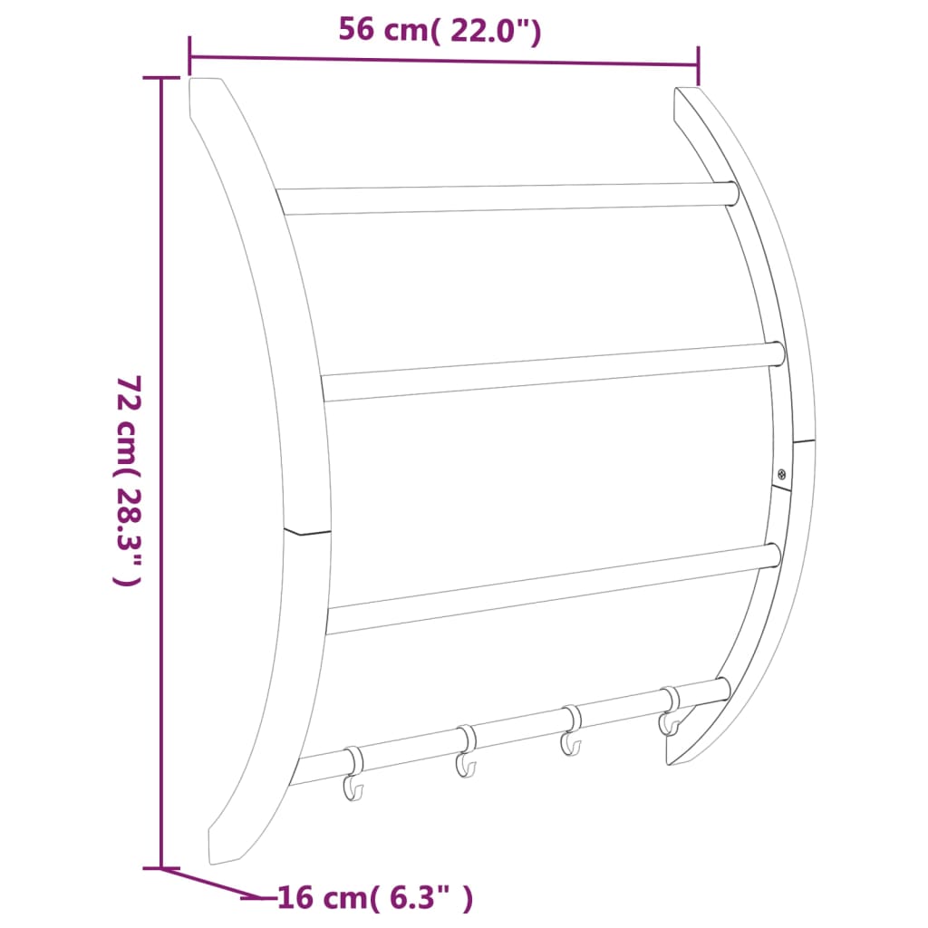 vidaXL Handtuchhalter mit Haken Silbern 56x16x72 cm Aluminium