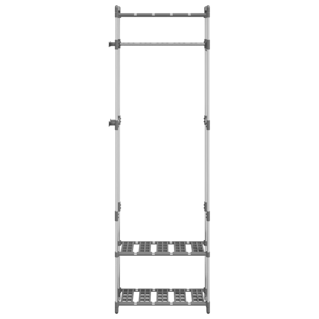 vidaXL Garderobenständer 3 Etagen Silbern 59x29x192 cm Aluminium