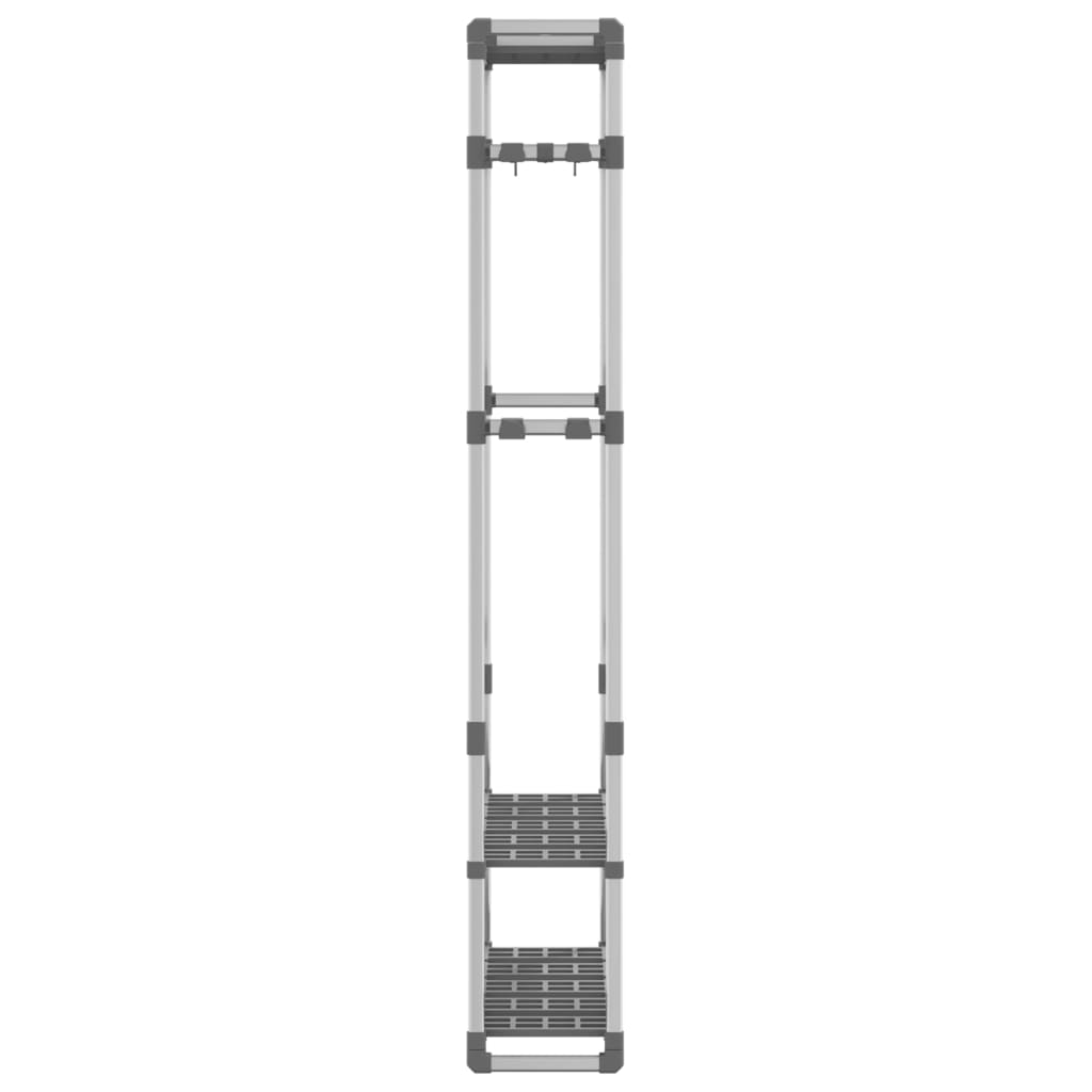 vidaXL Garderobenständer 3 Etagen Silbern 59x29x192 cm Aluminium