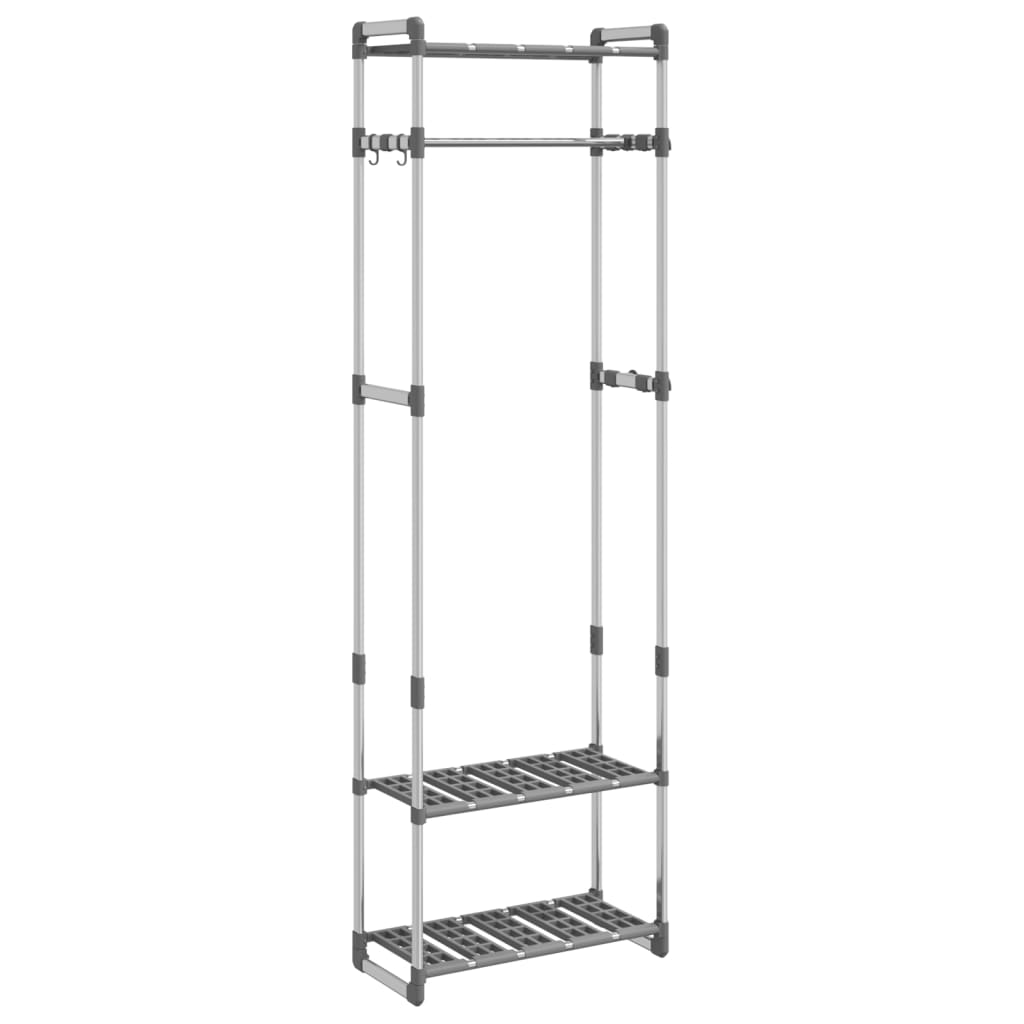vidaXL Garderobenständer 3 Etagen Silbern 59x29x192 cm Aluminium