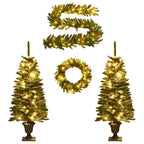 vidaXL Künstliche Weihnachtsbäume 2 Stk. mit Kranz, Girlande und LEDs