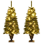 vidaXL Künstliche Weihnachtsbäume 2 Stk. mit Kranz, Girlande und LEDs