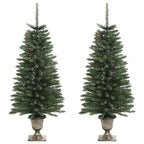 vidaXL Künstliche Weihnachtsbäume 2 Stk. mit Kranz, Girlande und LEDs