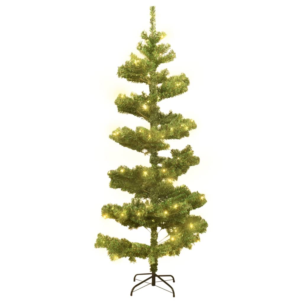 vidaXL Spiral-Weihnachtsbaum mit Beleuchtung und Ständer Grün 150 cm