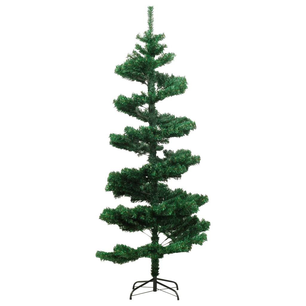 vidaXL Spiral-Weihnachtsbaum mit Beleuchtung und Ständer Grün 150 cm
