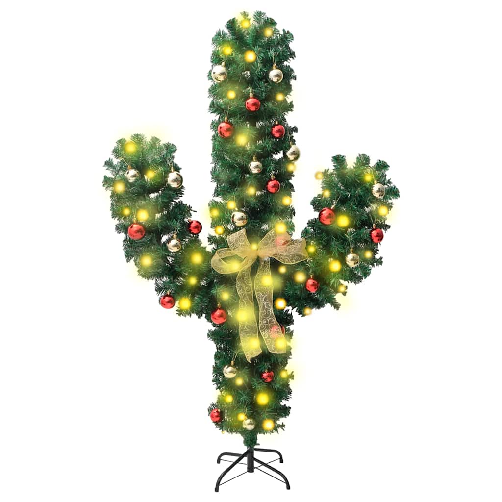 vidaXL Weihnachtskaktus mit Ständer und LED Grün 210 cm PVC