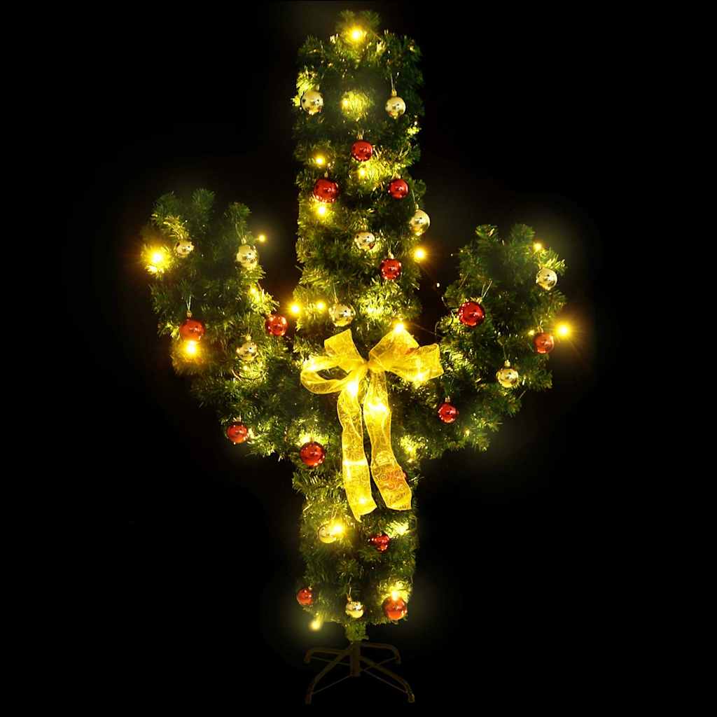 vidaXL Weihnachtskaktus mit Ständer und LED Grün 210 cm PVC