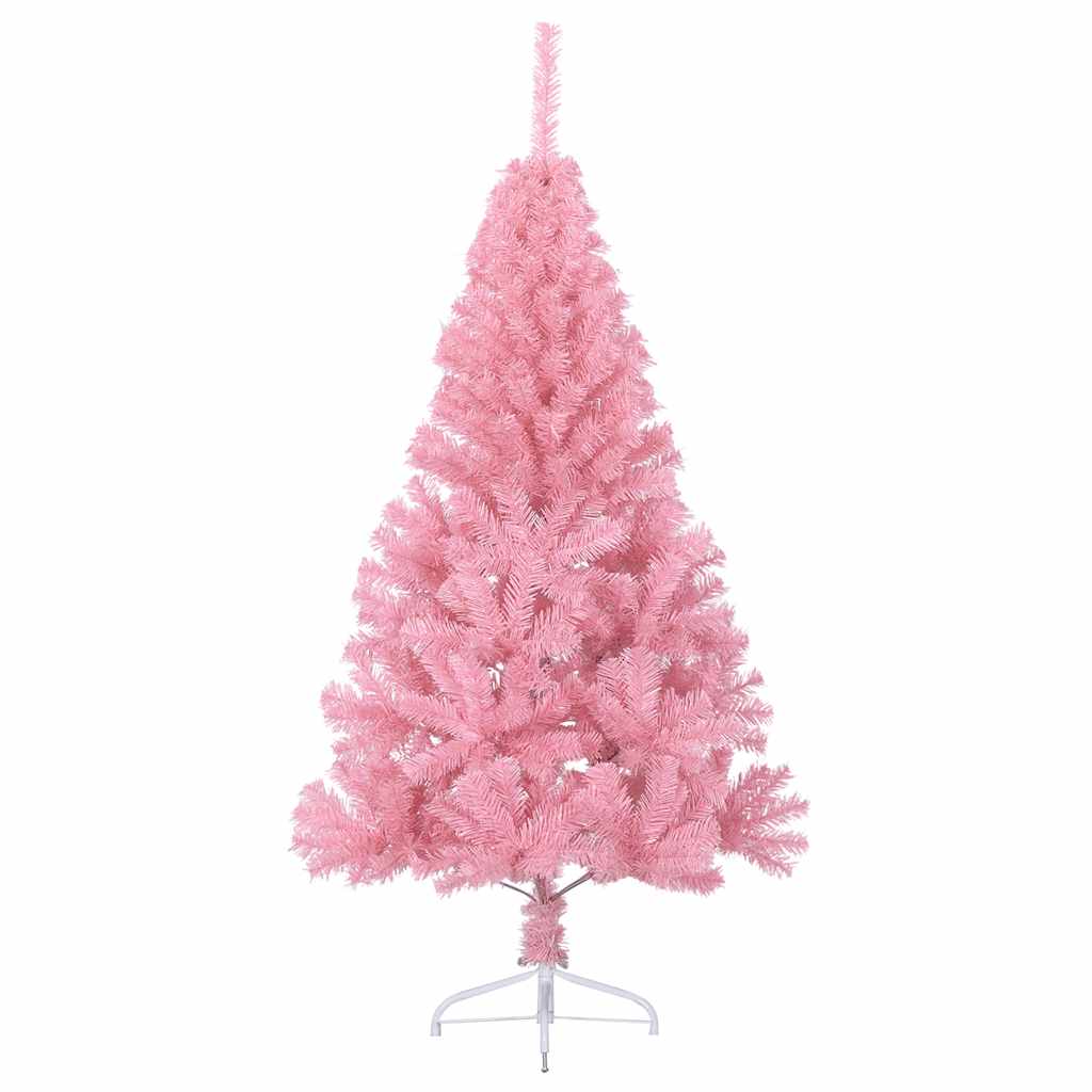 vidaXL Künstlicher Halb-Weihnachtsbaum mit Ständer Rosa 120 cm PVC
