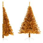 vidaXL Künstlicher Halb-Weihnachtsbaum mit Ständer Gold 120 cm PET