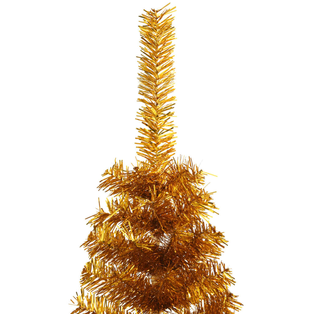 vidaXL Künstlicher Halb-Weihnachtsbaum mit Ständer Gold 120 cm PET