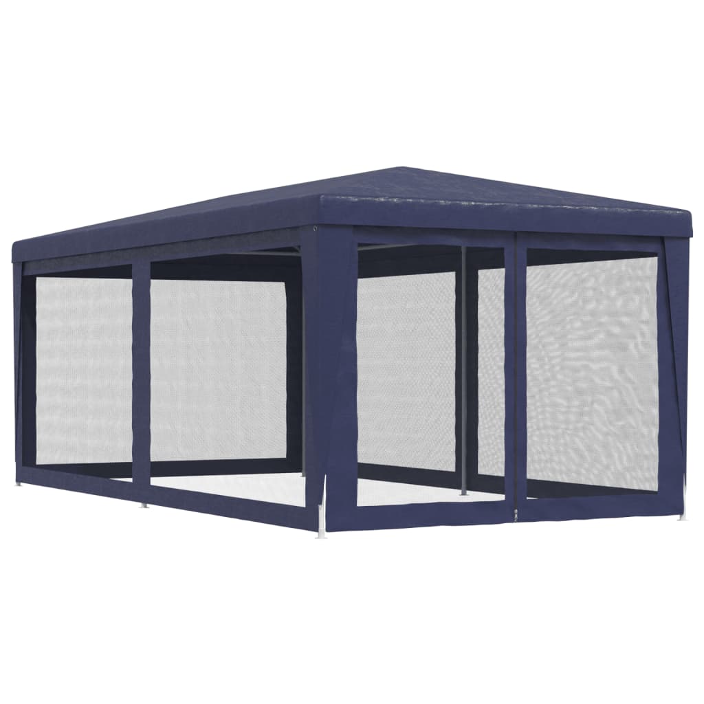 vidaXL Partyzelt mit 6 Mesh-Seitenwänden Blau 3x6 m HDPE