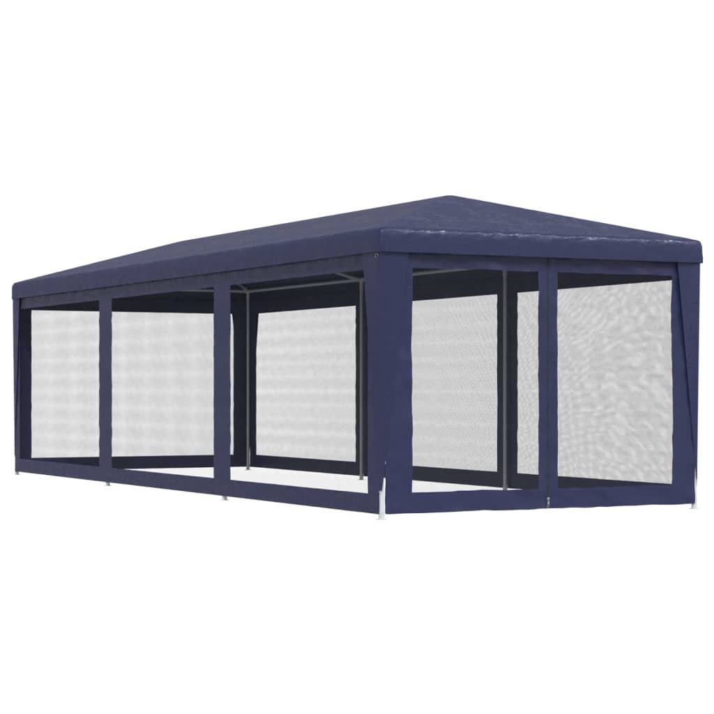 vidaXL Partyzelt mit 8 Mesh-Seitenwänden Blau 3x9 m HDPE