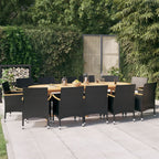 vidaXL 13-tlg. Garten-Essgruppe mit Kissen Schwarz