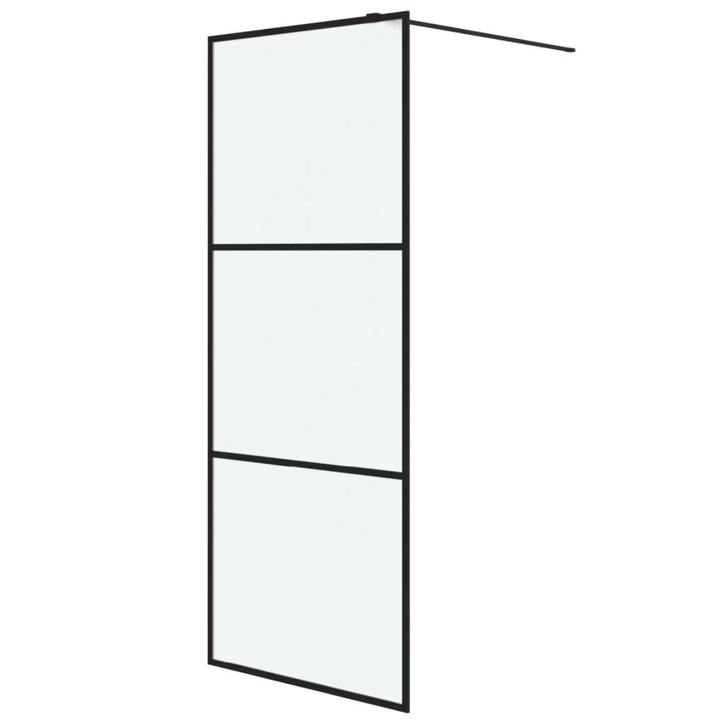 vidaXL Duschwand für Begehbare Dusche Schwarz 80x195 cm Matt ESG-Glas