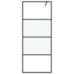 vidaXL Duschwand für Walk-In Dusche Schwarz 80x195 cm ESG Halbmattiert